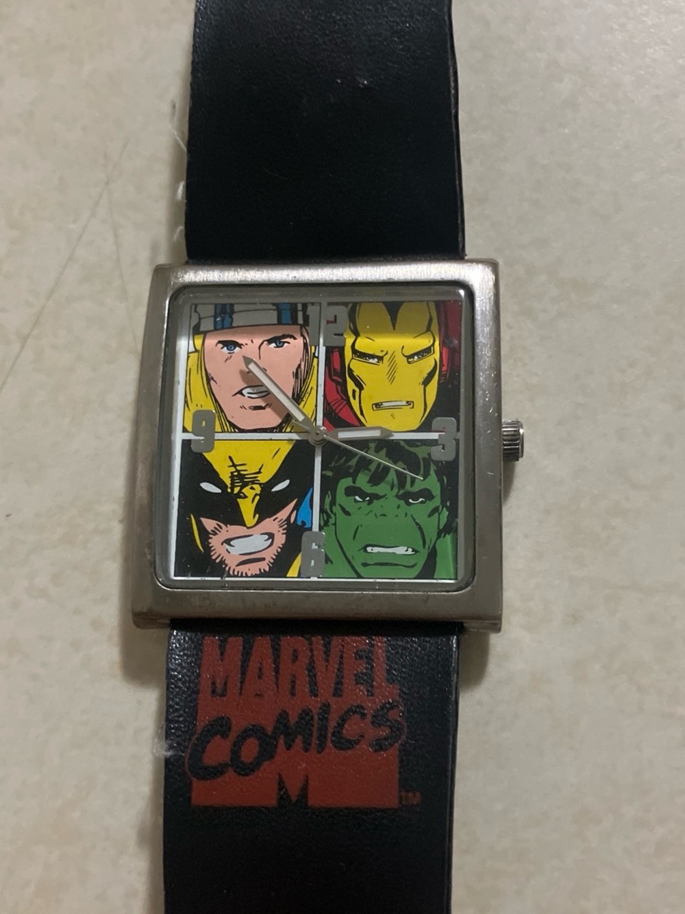 Marvel Comics black leather watch - not tested